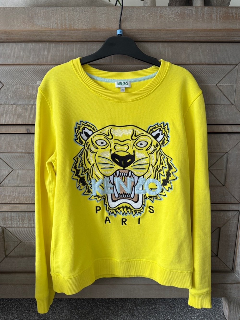Kenzo Bright Yellow Tiger Logo Crewneck Sweatshirt